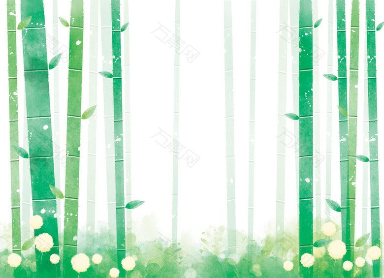 手绘绿色竹林背景