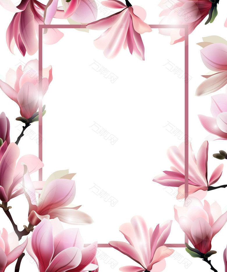 矢量文艺手绘花朵边框背景