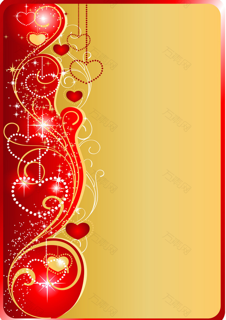 金色花纹质感吊链红色背景素材