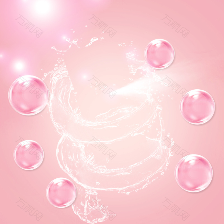 粉色透明气泡化妆品PSD分层主图背景素材