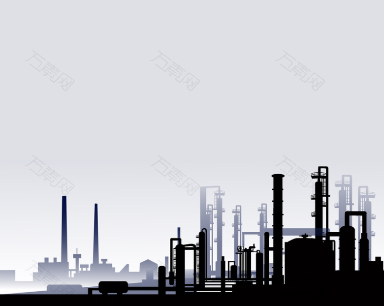 炼油厂烟囱工业生产工厂剪影背景