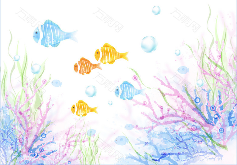 彩色手绘珊瑚背景