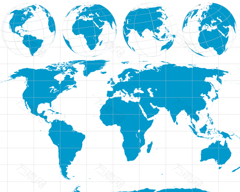世界地图与地球简约矢量背景素材