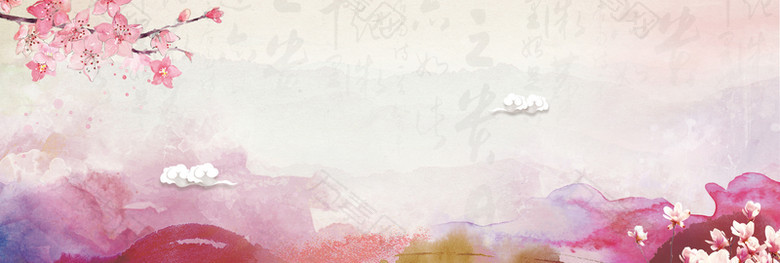 水彩彩色手绘中国风平面banner