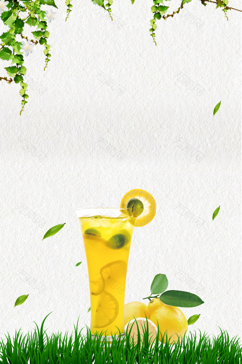 时尚简约夏季果汁饮品海报背景