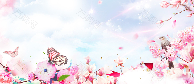 春季清新粉色花朵海报背景