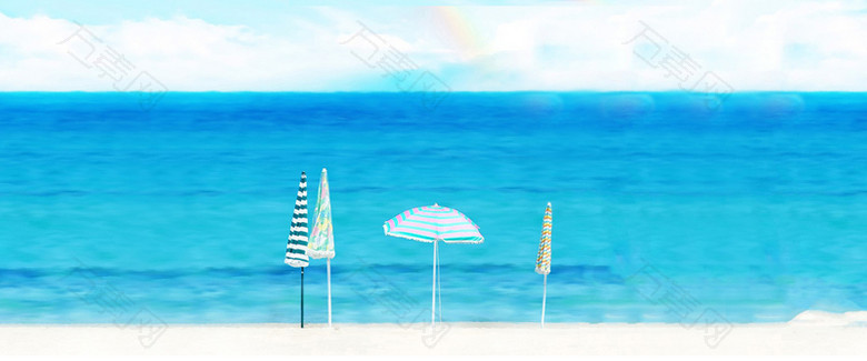 夏至海边背景Banner