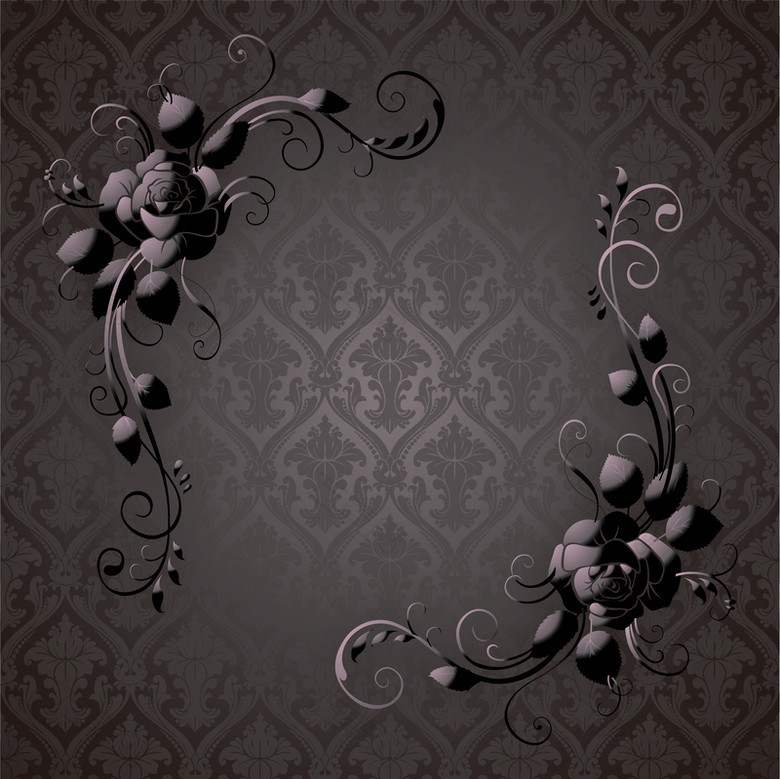 黑色玫瑰装饰商务画册背景素材