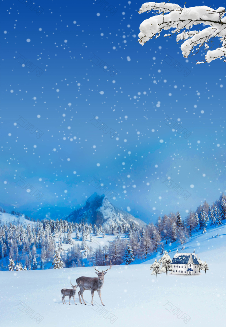 圣诞节蓝色创意促销雪花背景