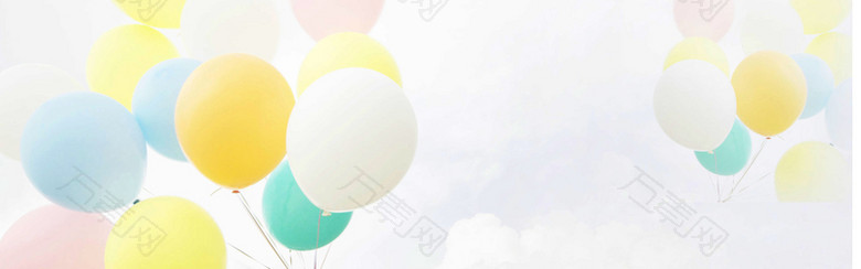 清新可爱七彩气球海报背景