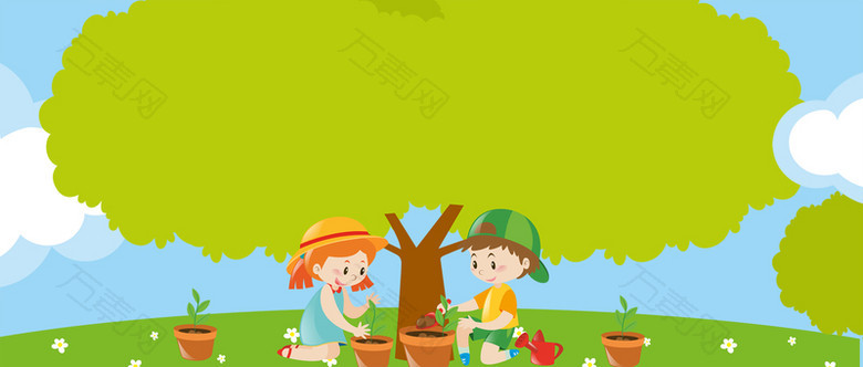 儿童植树节卡通树木背景