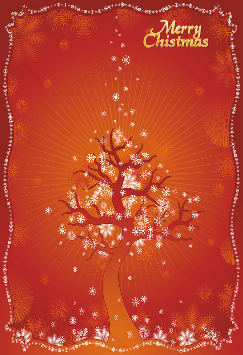圣诞生命之树红色海报背景素材