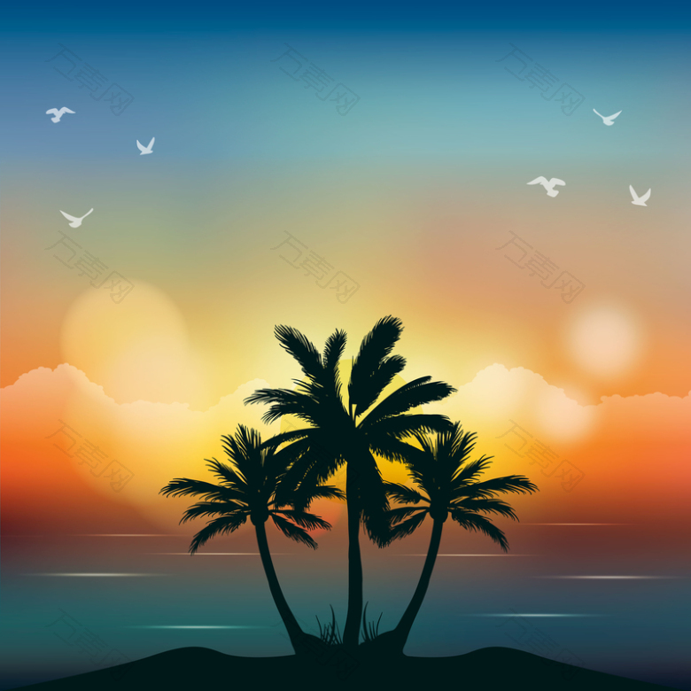 夏季椰树岛屿海岛度假海报背景