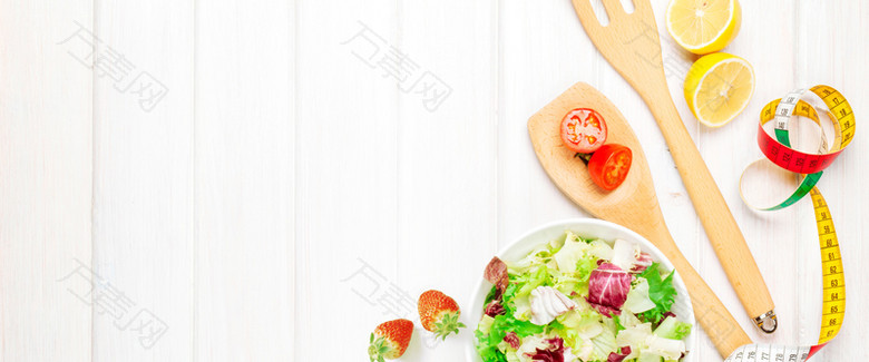 健康饮食水果沙拉海报背景