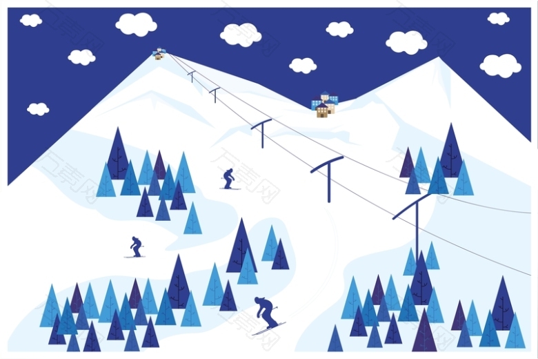 滑雪度假矢量海报背景模板