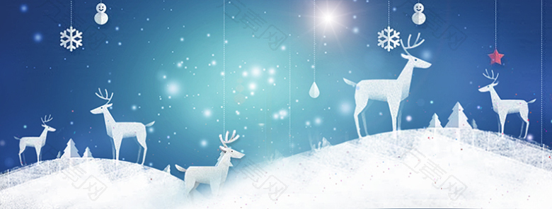 卡通圣诞节小鹿详情页海报背景