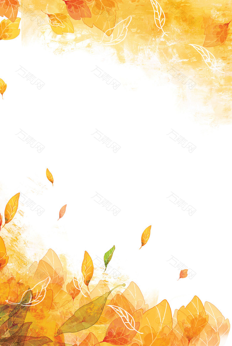 橙色手绘树叶背景