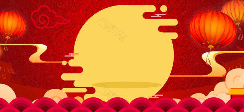 红色喜庆中式2023兔年春节除夕元宵背景素材