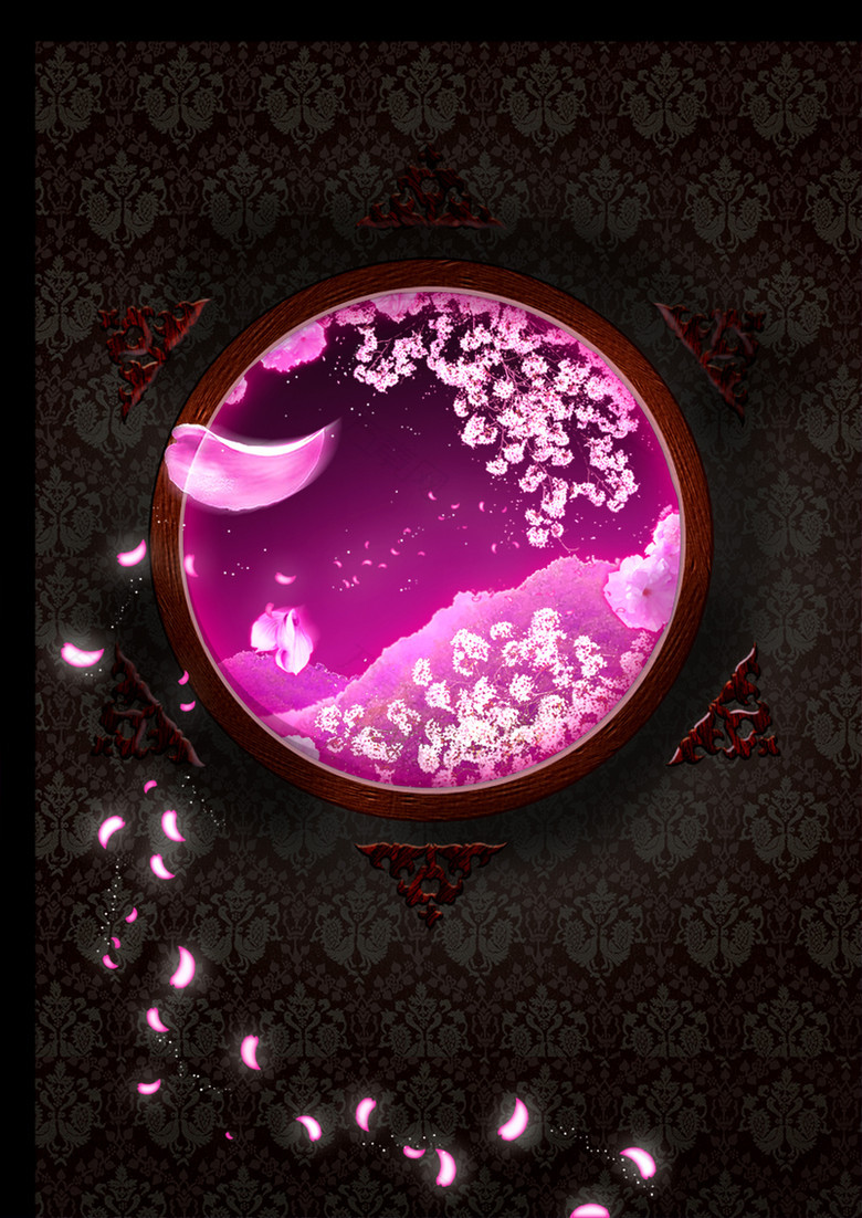 梦幻紫色花瓣美容院背景素材