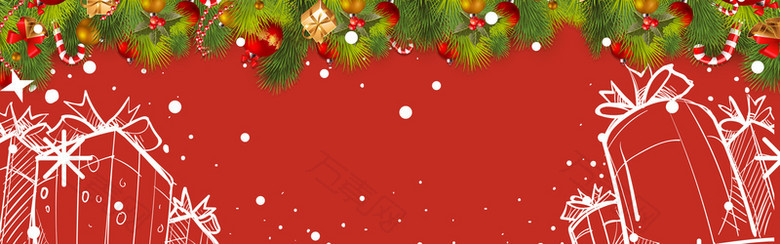 圣诞节红色卡通电商礼物banner