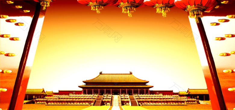 北京建筑中国风喜庆红色海报banner