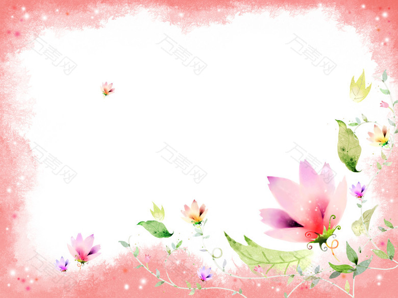粉色手绘花朵边框背景