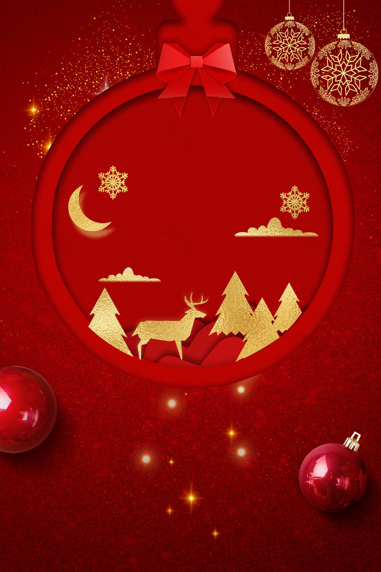 圣诞节红色平安夜贺卡背景