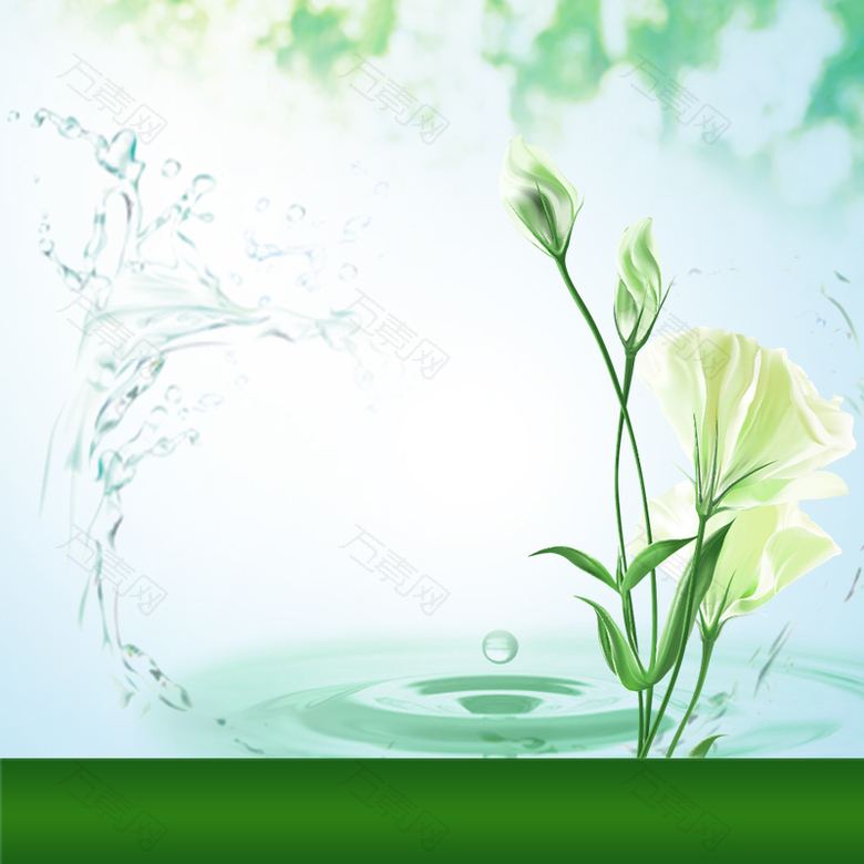 绿色花朵简约美妆面膜PSD分层主图背景