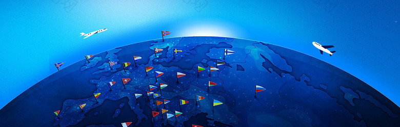 科技感地球旅游旗帜背景图