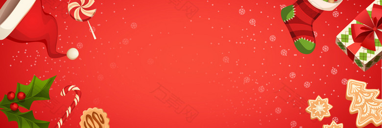 红色卡通礼物袜子圣诞节电商banner