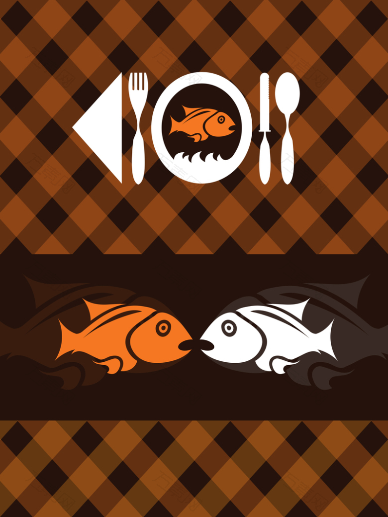 鱼类海鲜料理美食菜单矢量背景素材