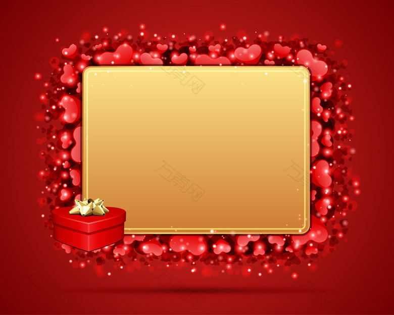 红色浪漫爱心情人节礼物海报背景素材
