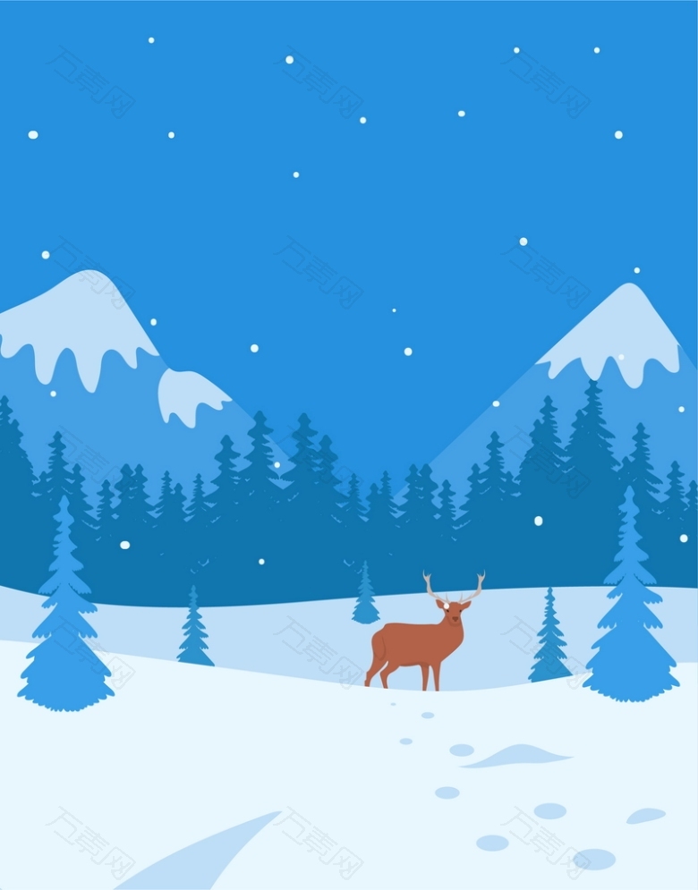 雪山下的驯鹿广告背景