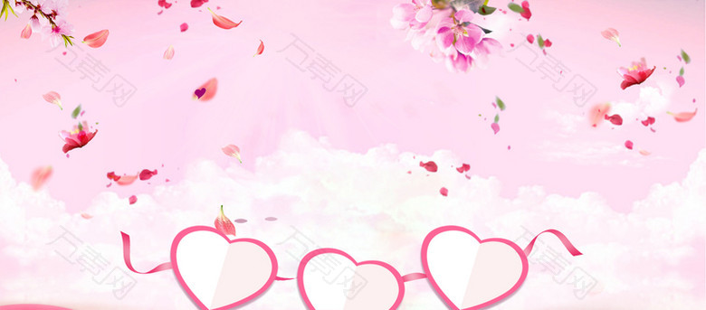 浪漫粉色花瓣电商海报背景