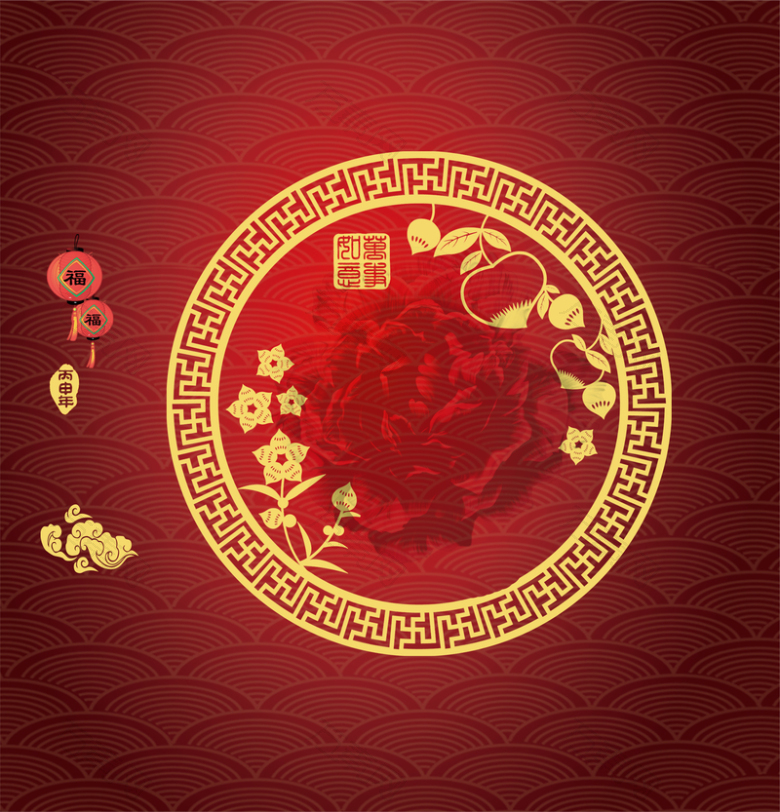 中国风中式建筑花纹背景素材