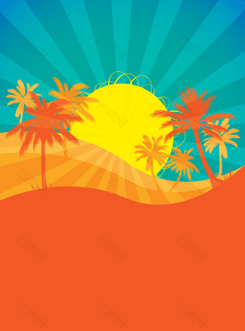 热带太阳天空光线海报背景素材