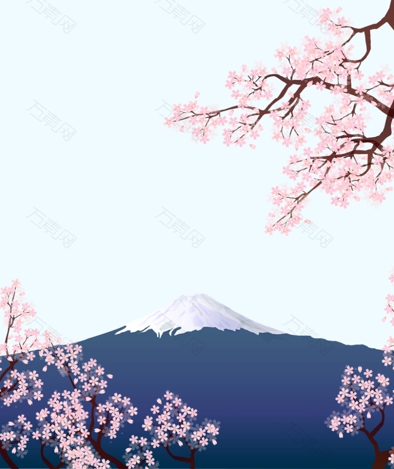 矢量日本富士山樱花旅游背景