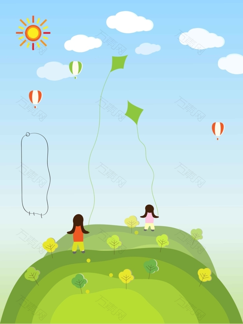 手绘清明风筝节活动宣传海报背景模板