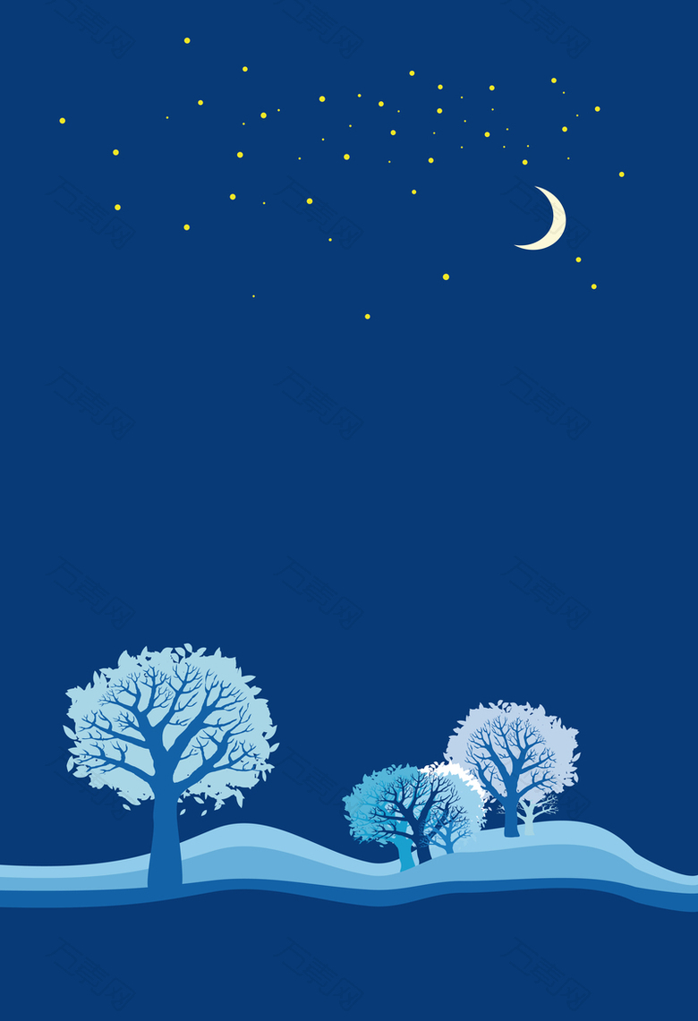 冬季森林夜景海报背景素材