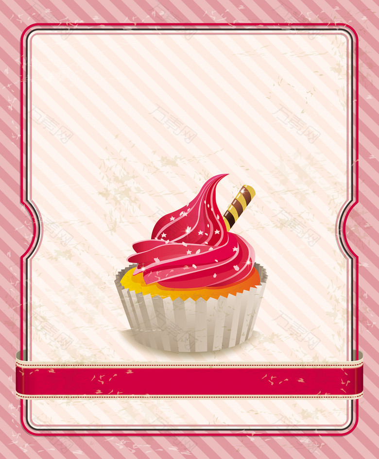 粉色手绘矢量小蛋糕背景海报b