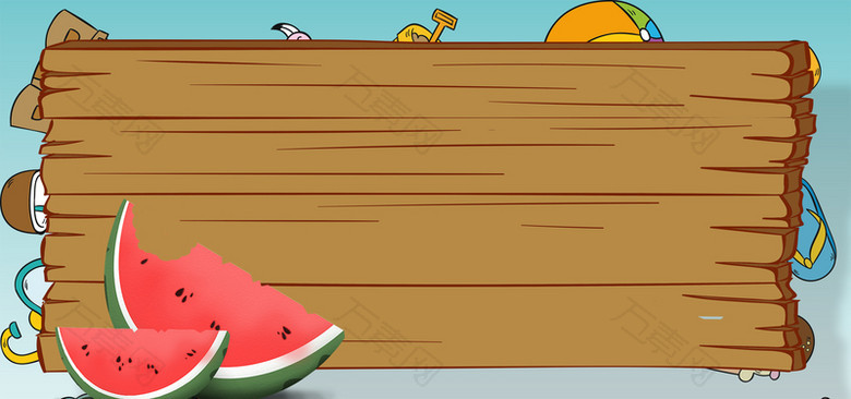 水果西瓜木纹几何卡通背景