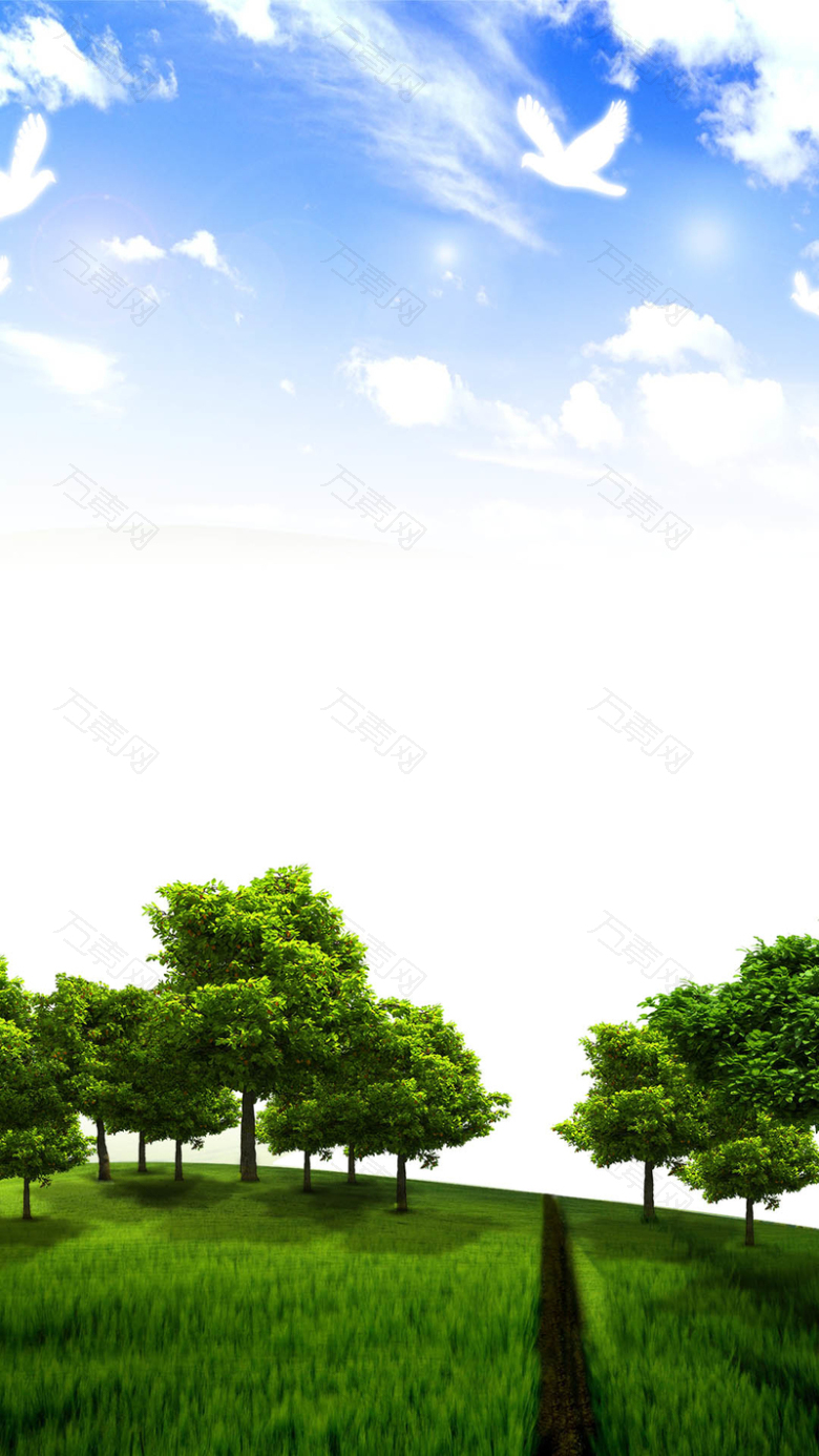 蓝色摄影风景植树节PSD分层H5背景素材