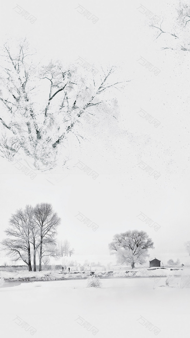 简约雾凇岛雪色美景旅游海报