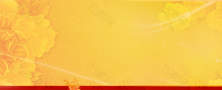 天猫中国风新年金色牡丹花纹详情页海报背景