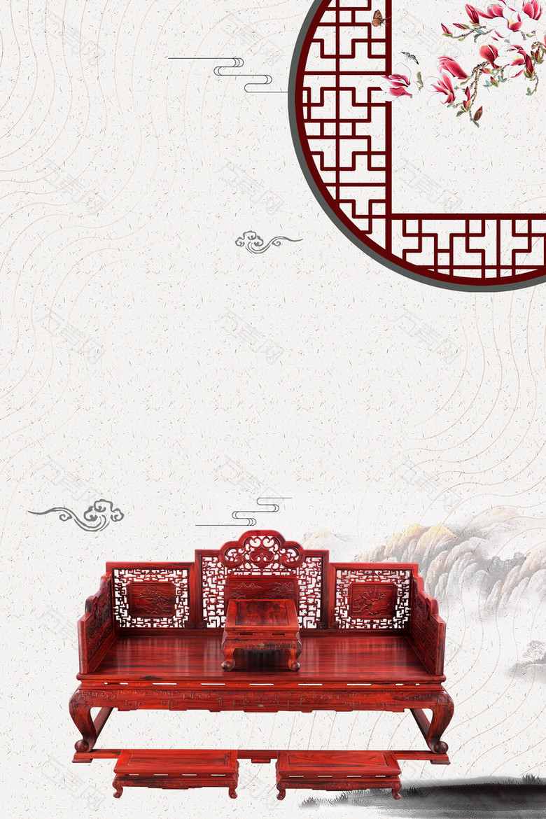 中式建筑中国风祥云灰色banner