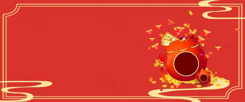 红色中国风简单元素淘宝红包背景