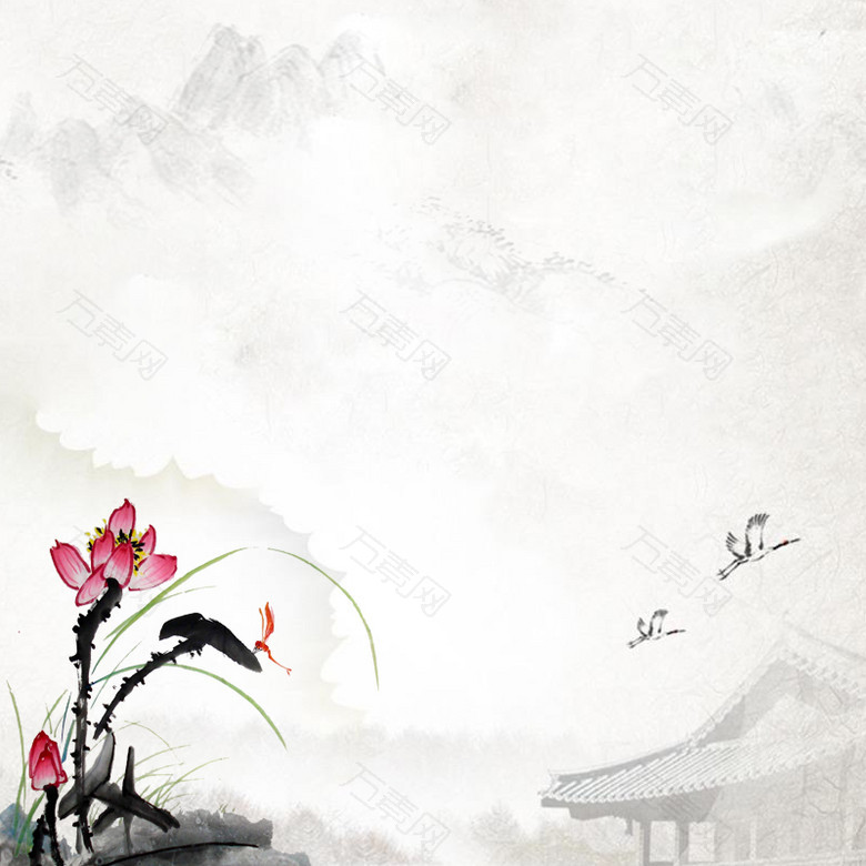 中国风手绘水墨清新茶叶主图