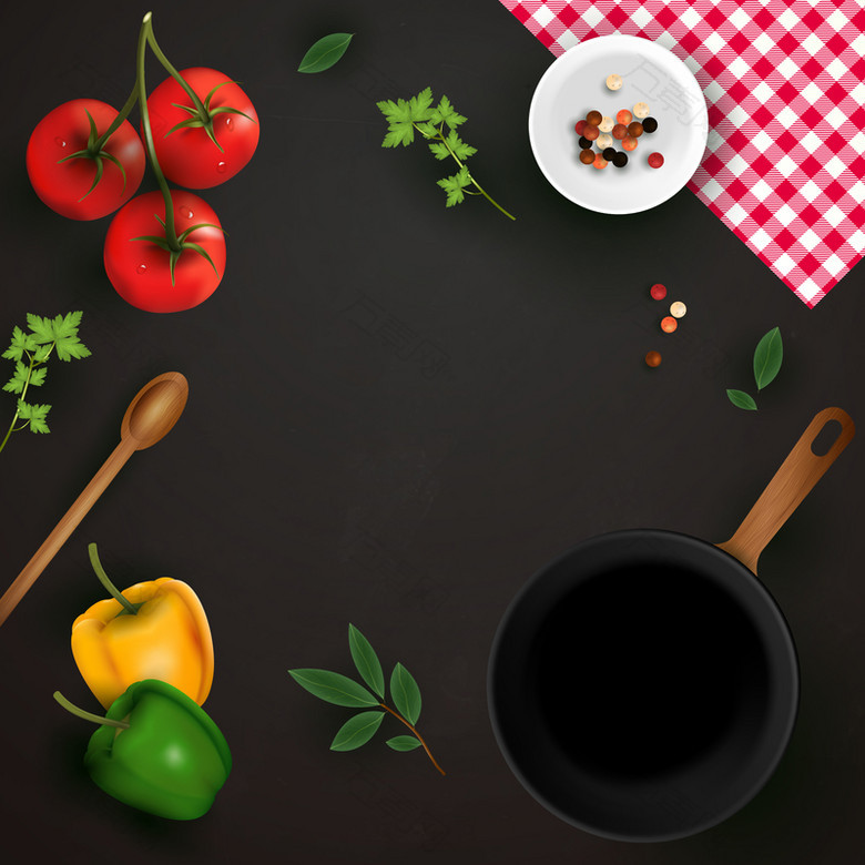 现代厨房蔬菜菜单封面背景素材