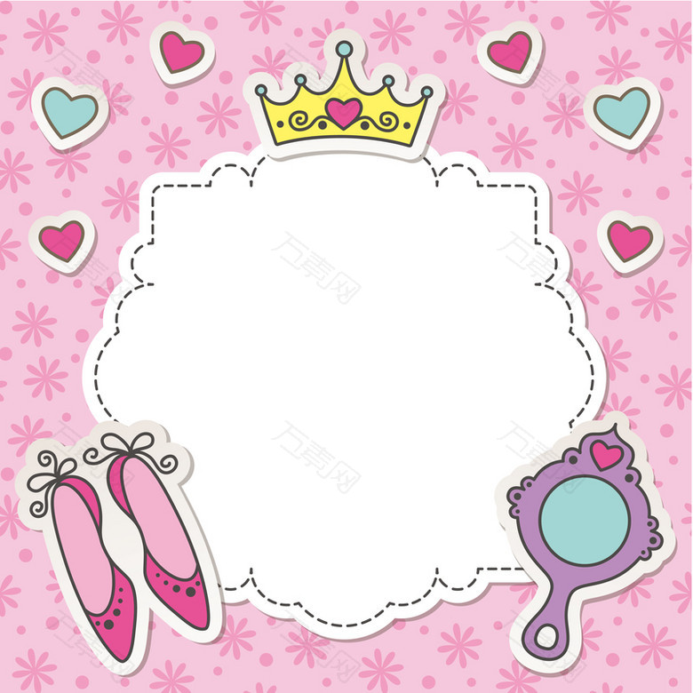 手绘皇冠几何粉色背景素材