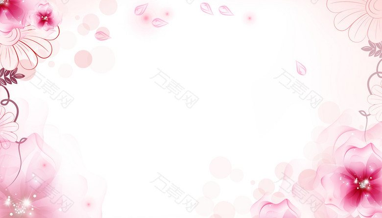 粉色浪漫花朵美容背景图